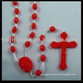 Red cheap plastic beads rosary on cord